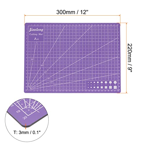 HARFINGTON A4 Self-Healing Cutting Mat 12"x9" Double-Sided Craft Cutting Board for DIY Art Work Sewing Cutting, Purple - color: Purple, size: 12"L x 9"W