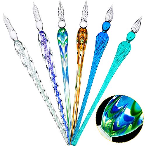 Zonon 6 Pcs Glass Dip Pen(Stylish Color,Bright Style) - color: Bright Color, style: Bright Style