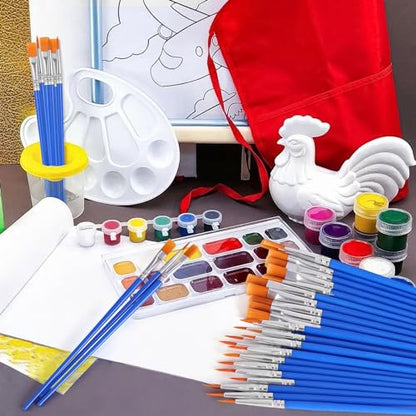 Paint Brush Bulk, 50 Pcs Small Brushes for Acrylic Painting, Craft Paint Brushes Set for Kids Watercolor Face Canvas Detail Painting (Flat & Round) - color: Flat and Round