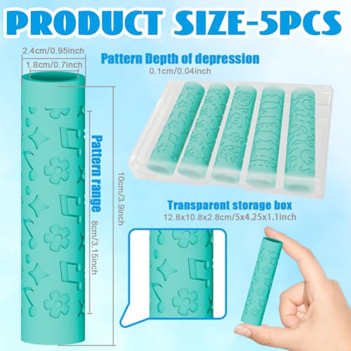 beinkmake 5Pcs Music Pattern Polymer Clay Texture Rollers, Plastic Clay Tools with Storage Case for DIY Jewelry Making, Scrapbooking, Pottery Crafting - color: Music Pattern