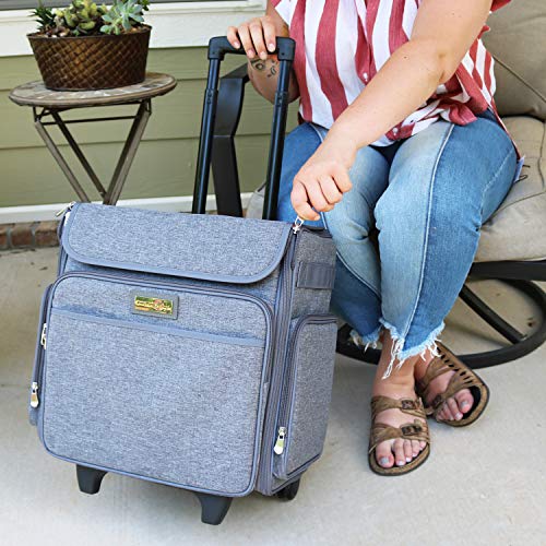 Everything Mary Rolling Scrapbook Tote – Heather Grey Craft Bag with Wheels – Organizer Case for Scrapbooking, Papercraft, Art Supplies & Portable Craft Storage - color: Heather Grey