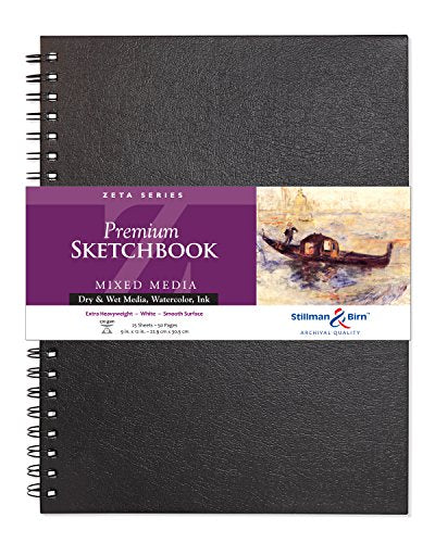 Stillman & Birn Zeta Series Wirebound Sketchbook, 9" x 12", 270 gsm (Extra Heavyweight), White Paper, Smooth Surface - size: 9" x 12" 270 gsm (Extra Heavyweight)