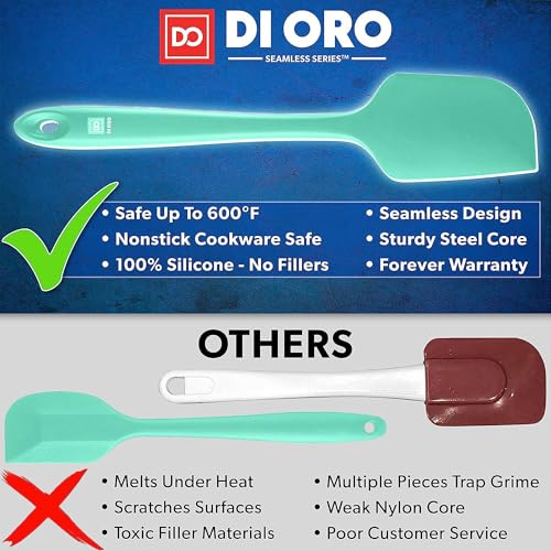 DI ORO Silicone Spatula Set - 600F Heat Resistant, 5-Pc Mint - color: Mint