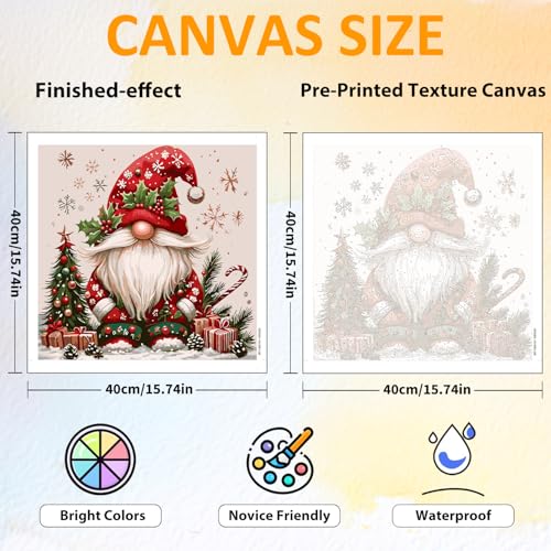 CRZMODE Christmas Paint by Numbers Kit for Adults, Gnome Paint by Numbers for Adults, Acrylic Painting Crafts for Home Decor Gift (16x16inch) - color: Christmas Gnome(16X16")