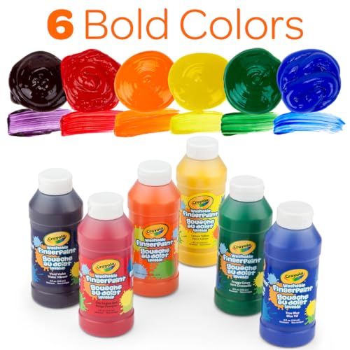Crayola Washable Finger Paints 6ct, Toddler Art Supplies, Amazon Exclusive