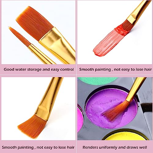 AROIC Acrylic Paint Brushes, 6 Packs/60 pcs Nylon Hair Paint Brush Set | All Purpose Oil Watercolor Painting Artist Professional Kits (Pink) - size: 60pcs-pink