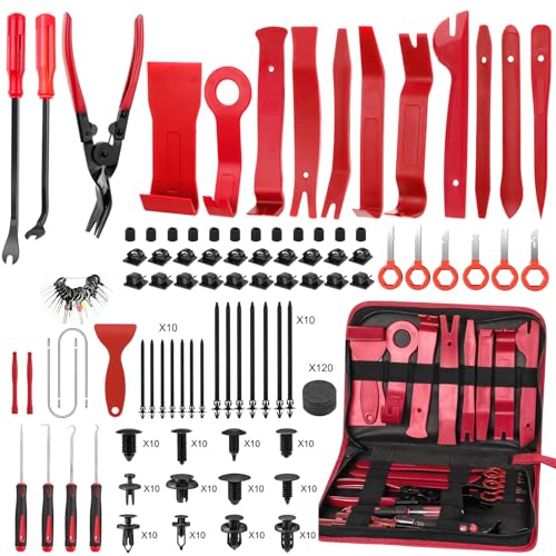 JNLK 352pcs Trim Removal Tool, Pry Tool, Door Panel Removal Tool Kit, Clip Tool, Fasteners Removal Tool with Car Retainer Body Clips Set, red - color: Red