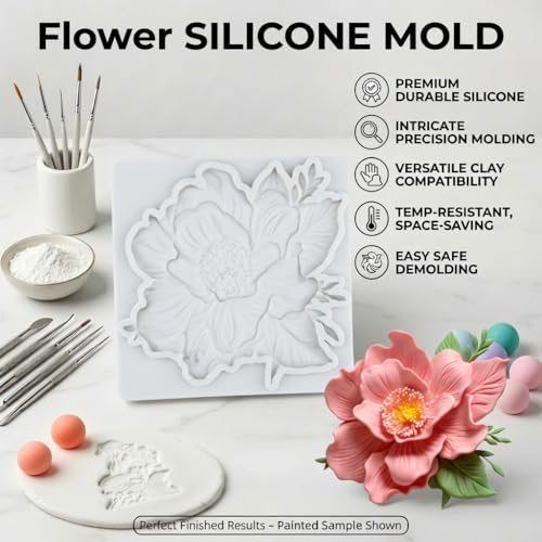 Peony Flower Polymer Clay Mold Flower Silicone Molds - color: Style Z