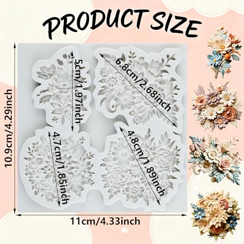 Flower Polymer Clay Mold Daisy Flower Leaves Silicone Molds - color: Style H