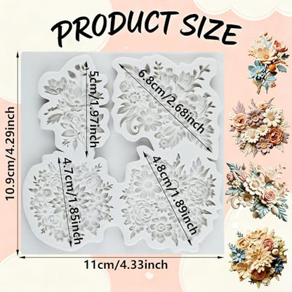 Flower Polymer Clay Mold Daisy Flower Leaves Silicone Molds - color: Style H