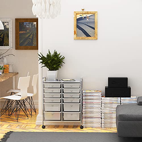 Simple Houseware 12 Drawers Rolling Utility Cart Organizer, Chrome - color: Chrome, size: 12 Drawers