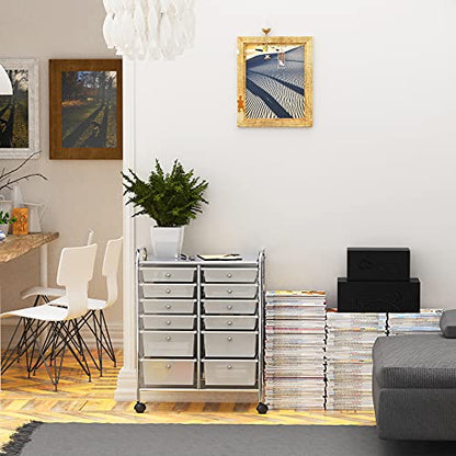 Simple Houseware 12 Drawers Rolling Utility Cart Organizer, Chrome - color: Chrome, size: 12 Drawers