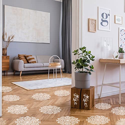 9 Pcs Mandala Stencils, 12x12 Inch Reusable Painting Template for DIY Craft | Pet Material, Smooth Edges, Reusable 9 Patterns Design, Washable, for Wood, Rock, Fabric, Walls, Window, Cards and Drawing - style: Large Mandala Stencils