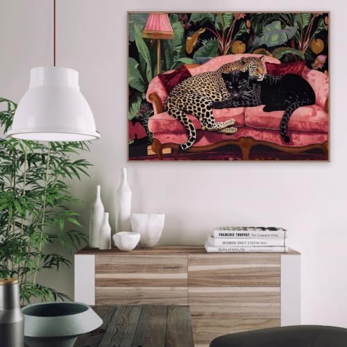 Cheetah Paint by Numbers Kit for Adults,Leopard Paint by Number With Frame - color: Leopard-MT6546