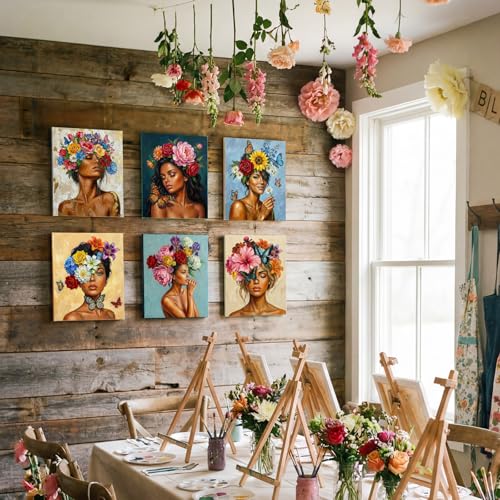 Sherr 24 Pcs Pre Drawn Canvas for Adult, Flower Maiden, 8 x 10 Inch - size: 8 x 10 Inch, style: Flower Maiden