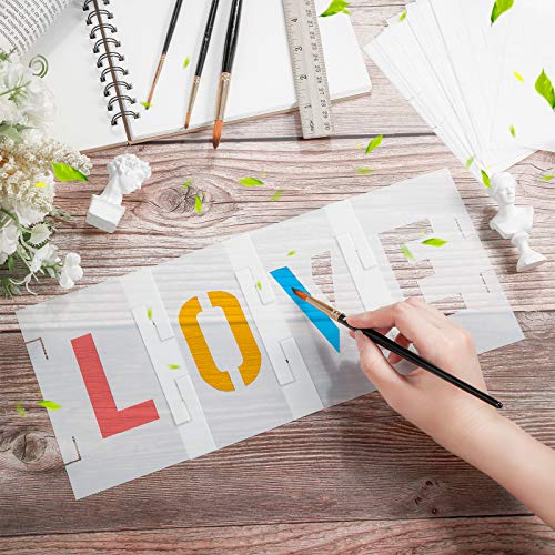 Zonon 153 Pcs 1 Inch Letter Stencils for Painting Number Symbol Stencil Set Reusable Plastic Alphabet Painting Templates Interlocking Kit for Wood Wall Fabric Door Craft DIY Art Projects - size: 1 Inch