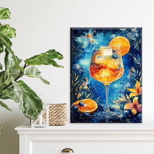 RICUVED Paint by Numbers Kit for Adults Beginners Framed with Wooden Easel, Iced Orange Drink Adults' Paint-by-Number Kits on Canvas, DIY Easy Acrylic Oil Painting by Numbers for Home Decor, 8x12in - color: OMS058