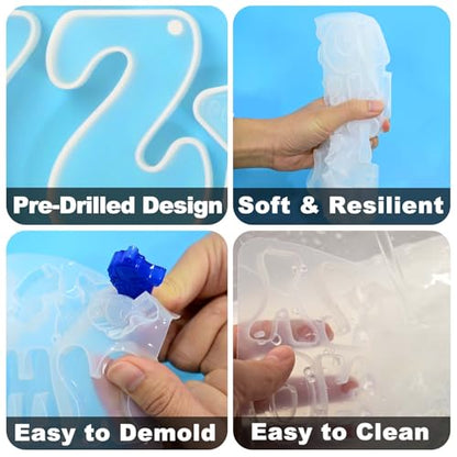 Resin Alphabet Molds with Hole, Uppercase Letters Crafting Molds - color: 1PCS Ocean Alphabet Molds with Hole