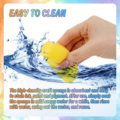 Sukh 16PCS Painting Sponges - Round Foam Pads for Watercolor Art Crafts | Soft Absorbent Pads for Acrylic Painting, Pottery Projects, DIY Crafts and Classroom Activities with Easy Grip Design