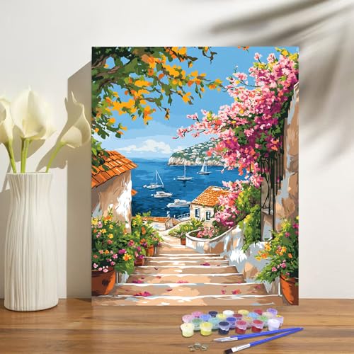 Paint by Numbers Kit for Adults Beginner Oil Painting Kit Adult Paint by Number Kits on Canvas DIY Painting for Beginners Art by Numbers Paint by Color for Adults Gifts Home Wall Decor 16x20 Inch - color: YF007