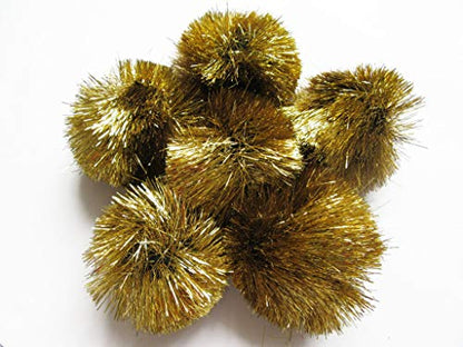 YYCRAFT 15pcs Jumbo Glitter Tinsel Pom Poms Sparkle Balls for DIY Craft,Cat Toys-Gold(2") - color: Gold