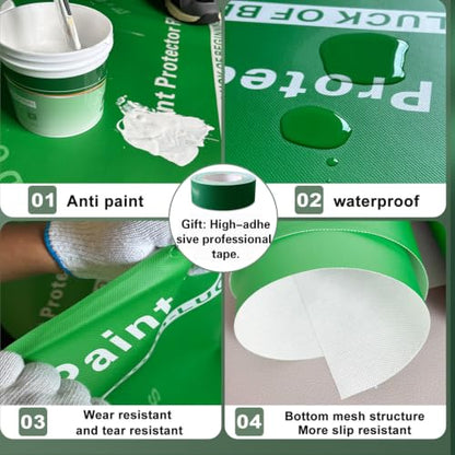 Carpet Floor Protection Film Heavy-Duty Temporary Painter Plastic Drop Cloth Painting Protector Roll No Cotton Construction Covering Waterproof 39" x 100' - size: S-001