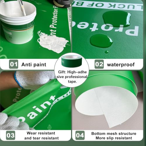 Carpet Floor Protection Film Heavy-Duty Temporary Painter Plastic Drop Cloth Painting Protector Roll No Cotton Construction Covering Waterproof 39" x 100' - size: S-001
