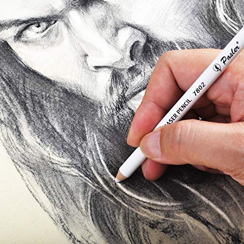 Pasler Eraser Pencils 7802 Perfection Detail Eraser Pencil with Brush and Sharpener, Perfect for Sketches and Coloured Illustrations (4- Pack) (4- Pack) - style: 4- pack