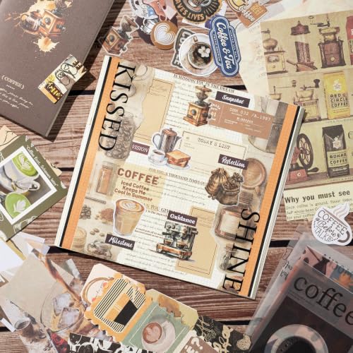 YagCu Coffee Scrapbook Kit, Vintage Junk Journal Supplies for Adults | Scrapbooking and Journaling Materials for Beginners, Planner DIY Arts Craft - color: Coffee