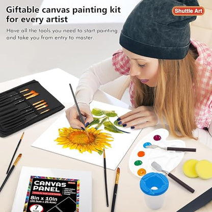 Shuttle Art Canvas Painting Kit 50-Pack, 28 Multi-Size Canvas for Painting & 22 Art Tools (Brushes, Palette, Painting Knives), Ideal Art Supplies for Acrylic Oil Gouache Painting