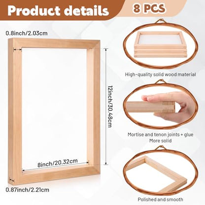 CroBlissful 8 Pcs Wood Silk Screen Printing Frames, 8x12 Inch with 200 White Mesh Screen Printing Frame, DIY Craft Stencil Kit for Beginners T-Shirts, Posters, Wood Sign, Paper Making - style: 200 Mesh