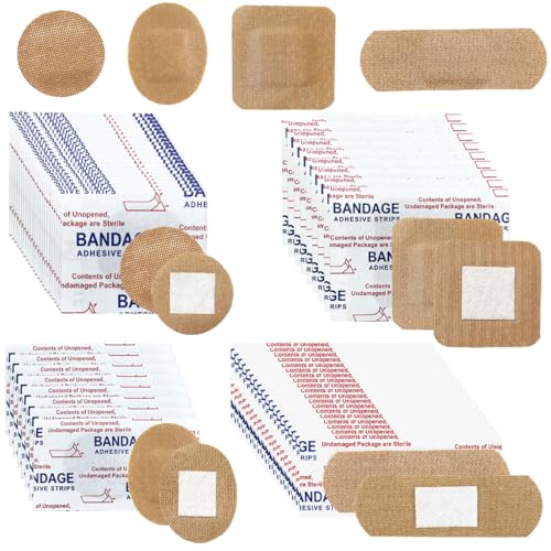 120Pcs Breathable Fabric Small Bandages, Round Oval and Square Flexible Adhesive Strips for Face and Small Wounds Protection Care(Rectangle) - style: 120 Pieces Rectangle Style Set