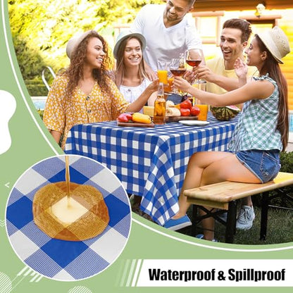 misaya 4 Packs 54 x 78 Inch Buffalo Disposable Table Cloth, Waterproof Plastic Tablecloth, Rectangle Blue and White Checkered Table Covers for Picnic, Birthday, Party, Back to School - color: Blue and White, size: 54" X 78"