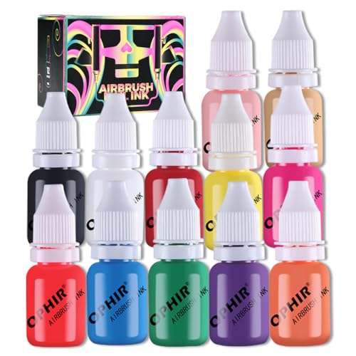 OPHIR Nail Art Airbrush Paint, 12 Colors Acrylic Paint Set, 10ML Bottles | 12 Vibrant Colors Provide Options for Creating Detailed Nail Art Designs, Patterns, and Creative Airbrush Effects - color: 12 Colors Set