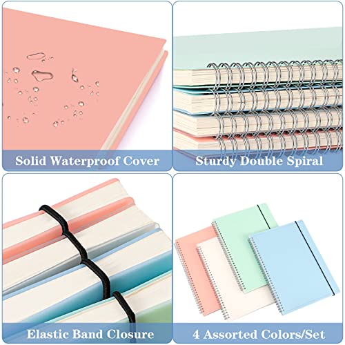 Blank Notebook, 4 Pack Spiral Sketch Book, 8" x 10" Large Blank Journal, No Bleed Thick Paper Sketchbook for Drawing, Unlined Notebook Journal for Women Men School, B5 Spiral Notebook Blank Paper - size: 8" x 10", style: Minimalist
