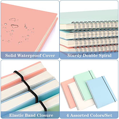 Blank Notebook, 4 Pack Spiral Sketch Book, 8" x 10" Large Blank Journal, No Bleed Thick Paper Sketchbook for Drawing, Unlined Notebook Journal for Women Men School, B5 Spiral Notebook Blank Paper - size: 8" x 10", style: Minimalist