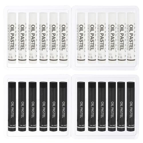 PATIKIL White, Black Oil Pastels, 24Pcs Soft Oil Crayons Creamy Pastels Stick Art Supplies for Art Painting Drawing Blending Graffiti for Artists Beginners - color: White/Black