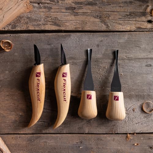 Flexcut Wood Carving Tools| Beginner Palm & Knife Set | 1095 High Carbon Steel Blades| Ergonomic Ashwood Handles | KN600 | Made in the U.S.A. - style: Beginner Palm & Knife Set