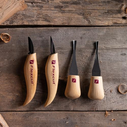 Flexcut Wood Carving Tools| Beginner Palm & Knife Set | 1095 High Carbon Steel Blades| Ergonomic Ashwood Handles | KN600 | Made in the U.S.A. - style: Beginner Palm & Knife Set