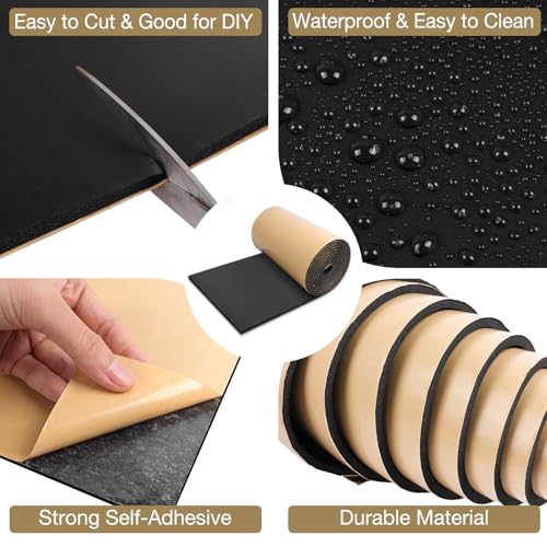 LSGCQ Sponge Neoprene Foam Padding Self Adhesive Foam Sheets, Black | Closed Cell Foam Sheet Neoprene Rubber Pad for DIY Gaskets Shock Pads Liner Crafts, 12" Wide x 1/8" Thick x 59" Long - color: Black, size: 12" Wide x 1/8" Thick x 59" Long