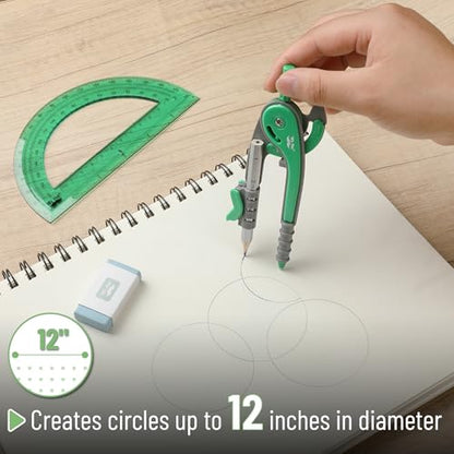 Mr. Pen- Geometry Compass and Protractor Set, 6 Inch Compass - color: Lush Garden Green, size: 1 Set