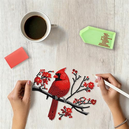 STGLCR DIY Hanging Diamond Art Pendant Painting Kit Cardinal,Acrylic 5D Painting Window Pendants Cardinals, Special Crystal Gem Craft Painting Kit Ornament Animal - color: Cardinal hanging