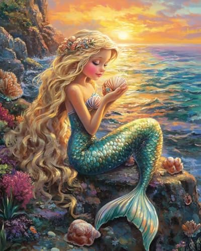 Milila Diamond Art Kits for Adults Full Drill Diamond Painting Kit(Mermaid) - color: Mermaid