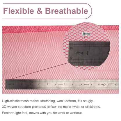 59" x 72"(2 Yards) Rose Pink Mesh Fabric | Slightly Stretchy for Sewing Projects, Backpack Pocket and Straps, Netting Clothes and Shopping Bag - color: Rose Pink
