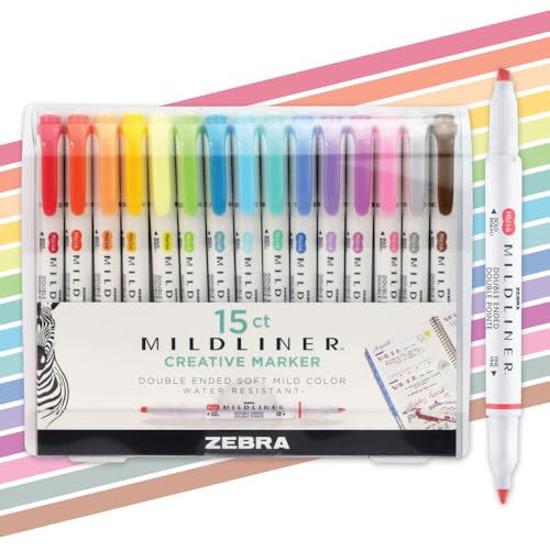 Zebra Pen MILDLINER No Bleed Highlighter, Assorted Colors, Dual Tip, 15-Pk - color: Assorted D, size: 1 Count (Pack of 15)