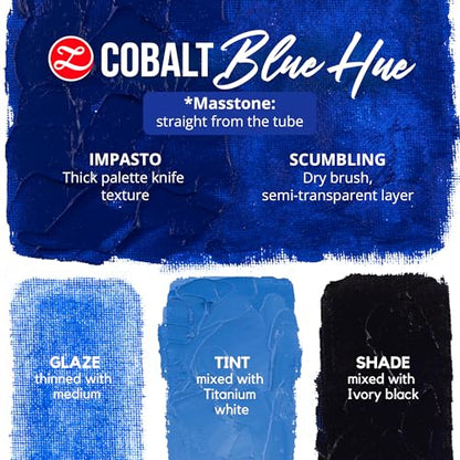 ZenART Professional Oil Paint Set - Artist Grade Cobalt Blue - 2x50ml | Non-Toxic, Buttery Consistency, Rich Pigment, Lightfast Oil Paints for Primed Surface Canvas, Fine Art, Portraits & Landscape - color: Cobalt Blue
