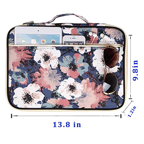 JAKAGO Travel Portfolio Organizer Waterproof A4 Document Bag Multifunctional Travel Note Pouch Zippered Case for Notebook, Ipad, Journals, Sketch Books (Flower) - color: Flower