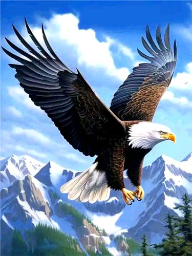 SANYUN Hawk Diamond Art Kits for Adults &Beginner, Animals Diamond Painting, 5D Gem Art Painting Kits with Round Diamonds, Eagle&Mountain Diamond dots for Home Wall Gift Decor (12x16inch) - color: B-003 Black Hawk