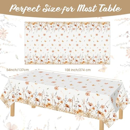 FuWeave 12 Pcs Fall Floral Tablecloth Thanksgiving Autumn Disposable Plastic Table Cloth Wildflower Table Covers for Thanksgiving Autumn Harvest Birthday Wedding Fall Party Decorations, 54 x 108 Inch - style: Autumn Wildflower