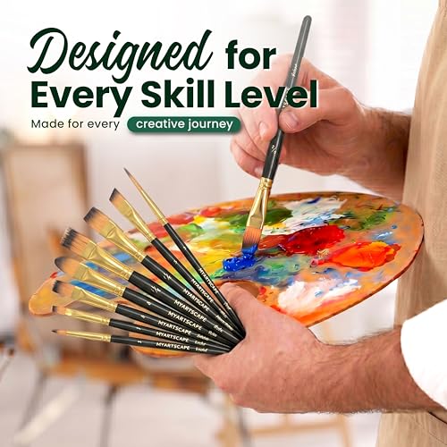 Travel Paint Brush Set - 7 Taklon Brushes with Case | Travel paint brushes with Taklon bristles for watercolor acrylic gouache oil and plein air painting - size: Pocket Paint Brushes 002